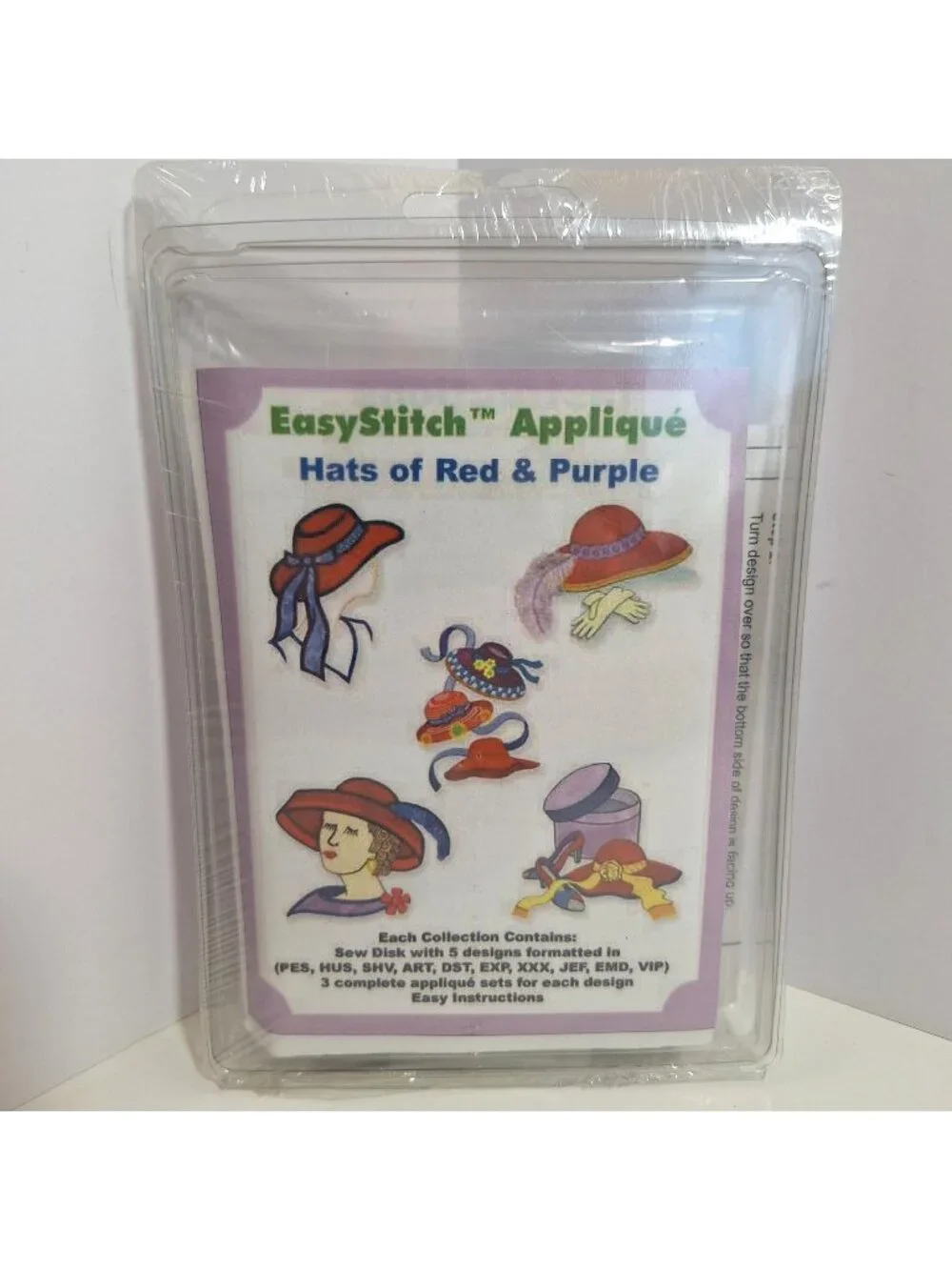 EasyStitch Applique Hats Of Red & Purple Collection Sew Disk 5x7 Embroidered Set
